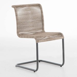 Kursi Cafe Tali Anyaman Minimalis Rangka Besi Cantilever - Alba